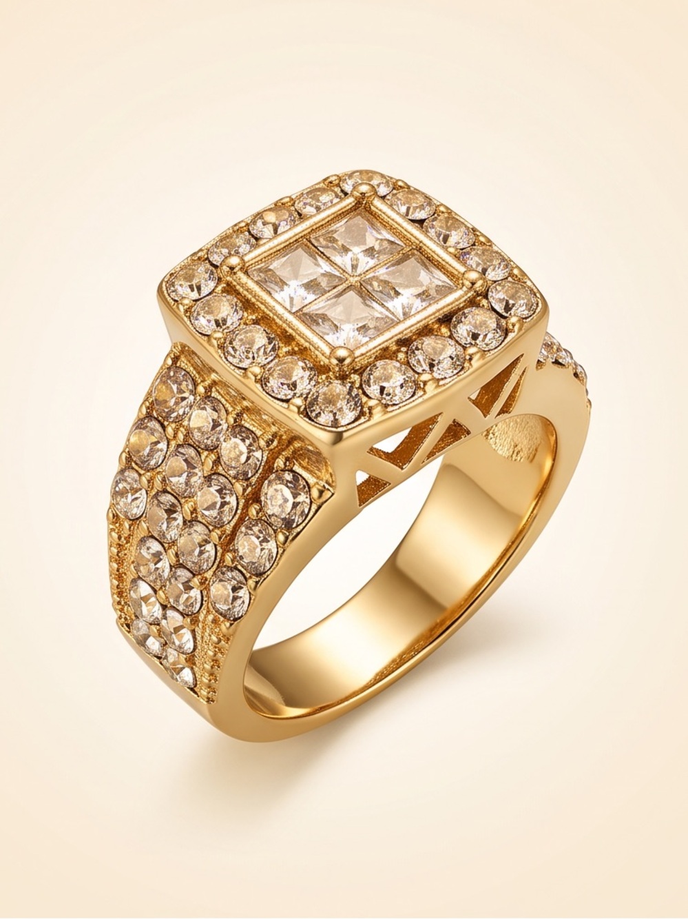 Gold Plated .925 Sterling Silver CZ Signet Ring
Unisex Size 8
